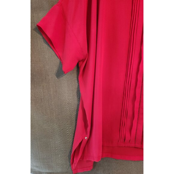 Red Pleat Detail Short Sleeve Boxy USA Team Spirit - Dana Buchman Sz XL (1X) - Picture 7 of 13